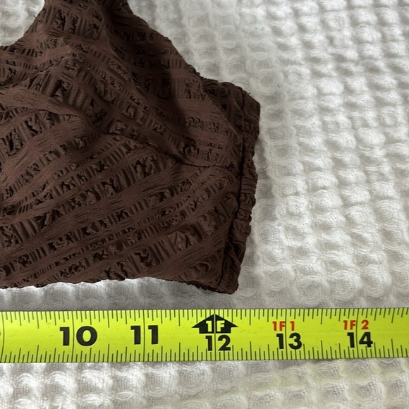 NWOT Form And Fold Seersucker Underwire The Crop Bikini Top Chocolate Brown 32D - Picture 13 of 13